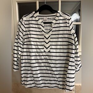 Black and White Striped Top